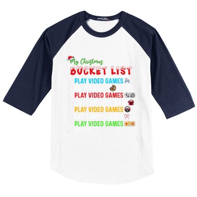 Christmas Bucket List Santa Hat Funny Video Gamer Meaningful Gift Baseball Sleeve Shirt