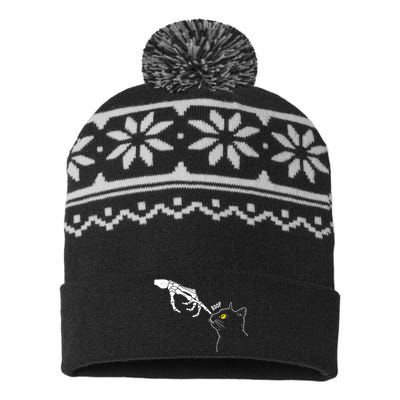 Cat Black Lover Skeleton Hand Boop Funny Halloween USA-Made Snowflake Beanie