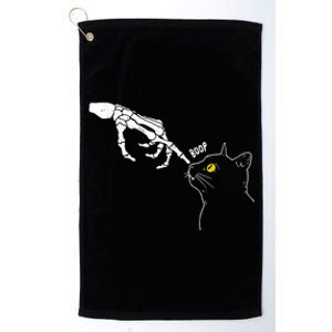 Cat Black Lover Skeleton Hand Boop Funny Halloween Platinum Collection Golf Towel