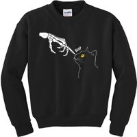 Cat Black Lover Skeleton Hand Boop Funny Halloween Kids Sweatshirt