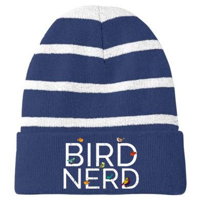 Cool Bird Lover Birdwatching Present Birdwatcher Birder Gift Striped Beanie with Solid Band