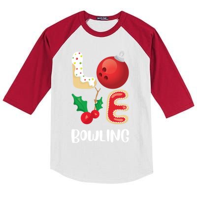 Christmas Bowling League Group Cute Gift Love Bowling Pajama Top Gift Kids Colorblock Raglan Jersey