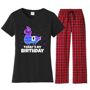 Cute Birthday Llama Funny Bday Animal Party Women's Flannel Pajama Set