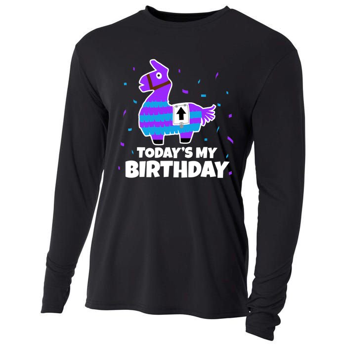 Cute Birthday Llama Funny Bday Animal Party Cooling Performance Long Sleeve Crew