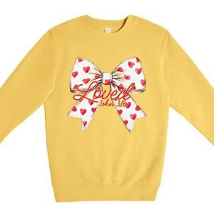 Coquette Bow Loved John 316 Bible Verse Christian Valentine Premium Crewneck Sweatshirt