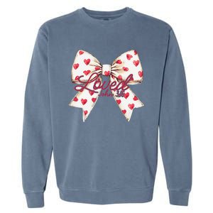 Coquette Bow Loved John 316 Bible Verse Christian Valentine Garment-Dyed Sweatshirt