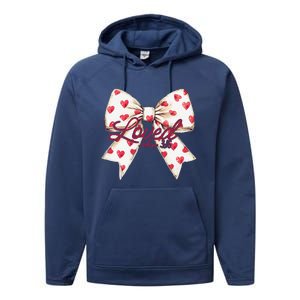 Coquette Bow Loved John 316 Bible Verse Christian Valentine Performance Fleece Hoodie