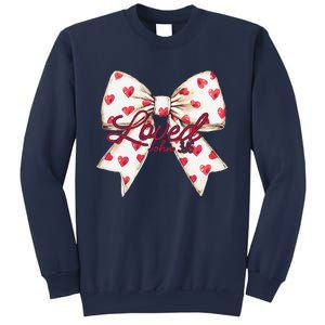 Coquette Bow Loved John 316 Bible Verse Christian Valentine Sweatshirt