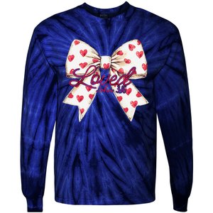 Coquette Bow Loved John 316 Bible Verse Christian Valentine Tie-Dye Long Sleeve Shirt