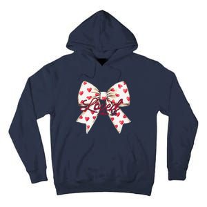 Coquette Bow Loved John 316 Bible Verse Christian Valentine Tall Hoodie