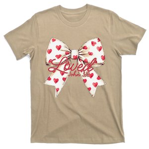 Coquette Bow Loved John 316 Bible Verse Christian Valentine T-Shirt