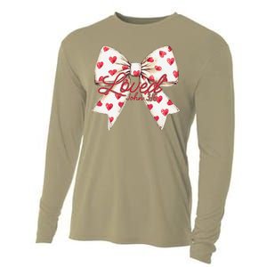 Coquette Bow Loved John 316 Bible Verse Christian Valentine Cooling Performance Long Sleeve Crew