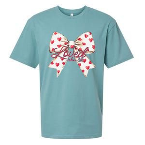 Coquette Bow Loved John 316 Bible Verse Christian Valentine Sueded Cloud Jersey T-Shirt