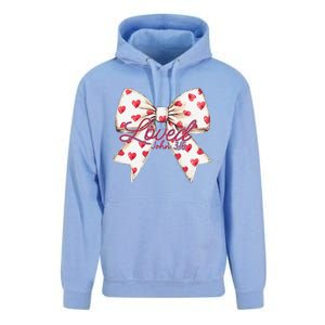 Coquette Bow Loved John 316 Bible Verse Christian Valentine Unisex Surf Hoodie