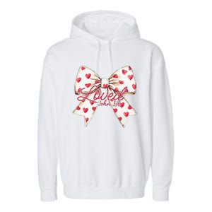 Coquette Bow Loved John 316 Bible Verse Christian Valentine Garment-Dyed Fleece Hoodie