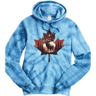 Canadian Beaver Moose And Goose Celebrating Canada Day Tie Dye Hoodie