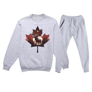 Canadian Beaver Moose And Goose Celebrating Canada Day Premium Crewneck Sweatsuit Set