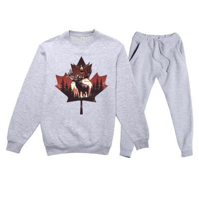 Canadian Beaver Moose And Goose Celebrating Canada Day Premium Crewneck Sweatsuit Set