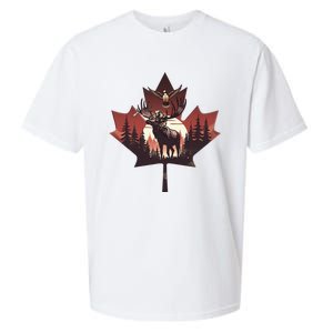 Canadian Beaver Moose And Goose Celebrating Canada Day Sueded Cloud Jersey T-Shirt