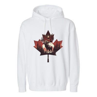 Canadian Beaver Moose And Goose Celebrating Canada Day Garment-Dyed Fleece Hoodie