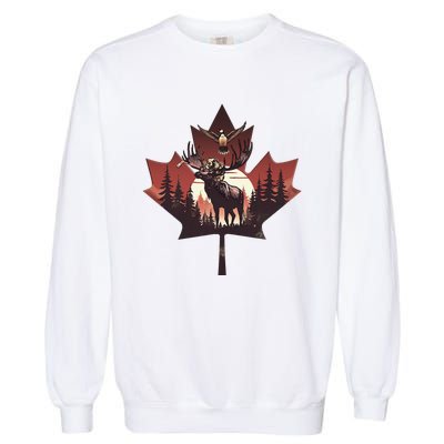 Canadian Beaver Moose And Goose Celebrating Canada Day Garment-Dyed Sweatshirt