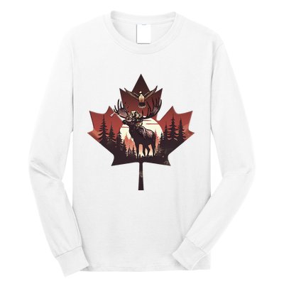 Canadian Beaver Moose And Goose Celebrating Canada Day Long Sleeve Shirt