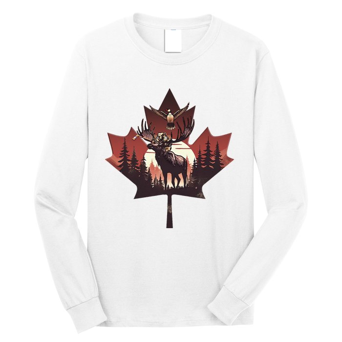 Canadian Beaver Moose And Goose Celebrating Canada Day Long Sleeve Shirt