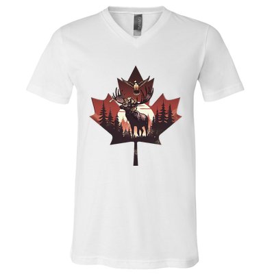 Canadian Beaver Moose And Goose Celebrating Canada Day V-Neck T-Shirt