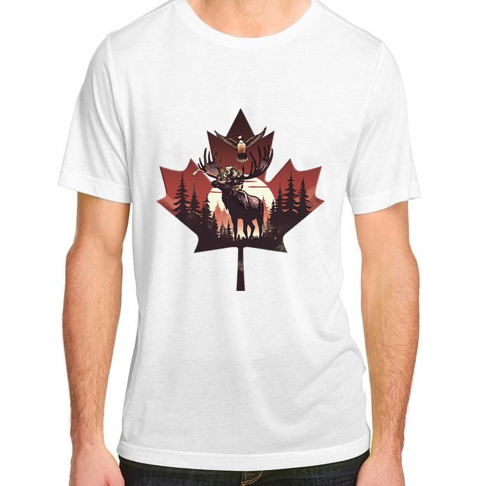 Canadian Beaver Moose And Goose Celebrating Canada Day Adult ChromaSoft Performance T-Shirt