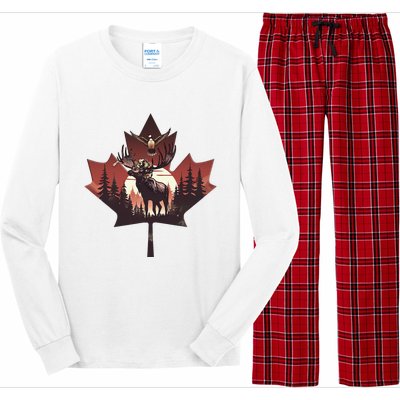 Canadian Beaver Moose And Goose Celebrating Canada Day Long Sleeve Pajama Set