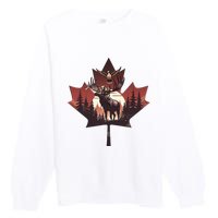 Canadian Beaver Moose And Goose Celebrating Canada Day Premium Crewneck Sweatshirt