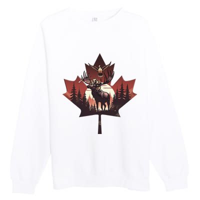 Canadian Beaver Moose And Goose Celebrating Canada Day Premium Crewneck Sweatshirt