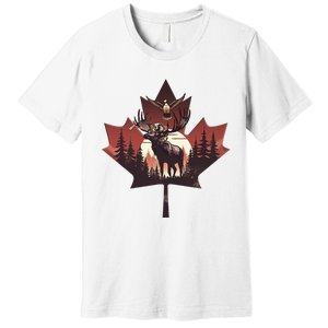 Canadian Beaver Moose And Goose Celebrating Canada Day Premium T-Shirt