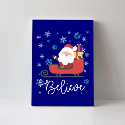 Cute Believe Merry Christmas Santa Claus Sleigh Meaningful Gift Canvas