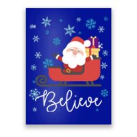 Cute Believe Merry Christmas Santa Claus Sleigh Meaningful Gift Poster