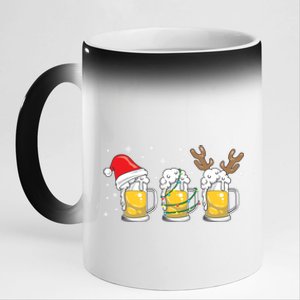 Christmas Beer Mugs Reinbeer Santa Hat Xmas Lights Costume Gift 11oz Black Color Changing Mug