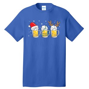 Christmas Beer Mugs Reinbeer Santa Hat Xmas Lights Costume Gift Tall T-Shirt