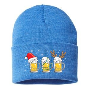 Christmas Beer Mugs Reinbeer Santa Hat Xmas Lights Costume Gift Sustainable Knit Beanie