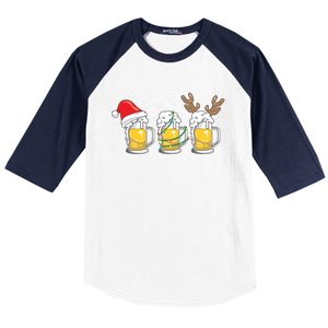 Christmas Beer Mugs Reinbeer Santa Hat Xmas Lights Costume Gift Baseball Sleeve Shirt