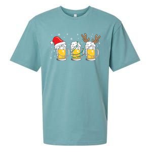 Christmas Beer Mugs Reinbeer Santa Hat Xmas Lights Costume Gift Sueded Cloud Jersey T-Shirt