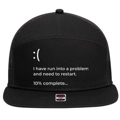 Crowdstrike Bug Meme Computer Error Blue Screen Of Death 7 Panel Mesh Trucker Snapback Hat