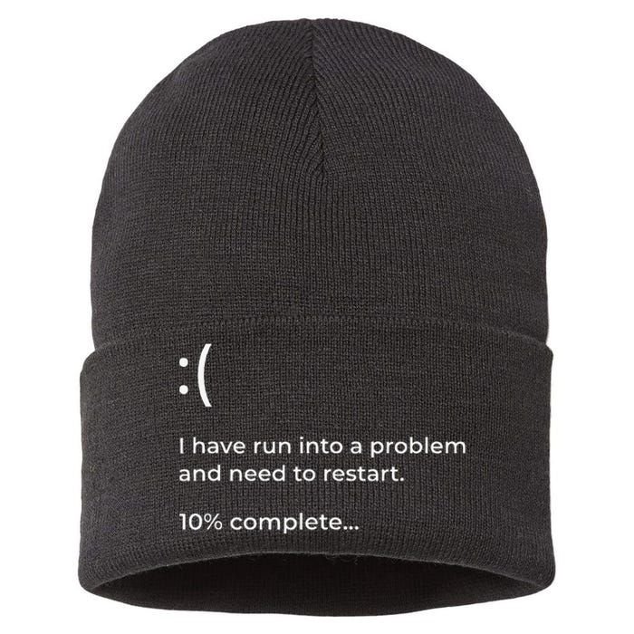 Crowdstrike Bug Meme Computer Error Blue Screen Of Death Sustainable Knit Beanie