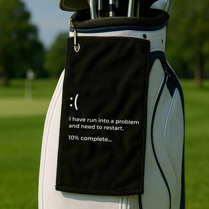 Crowdstrike Bug Meme Computer Error Blue Screen Of Death Golf Towel