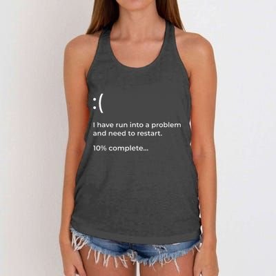 Crowdstrike Bug Meme Computer Error Blue Screen Of Death Women's Knotted Racerback Tank