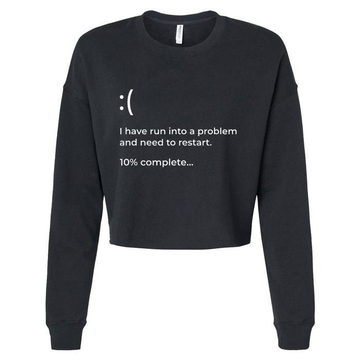 Crowdstrike Bug Meme Computer Error Blue Screen Of Death Cropped Pullover Crew
