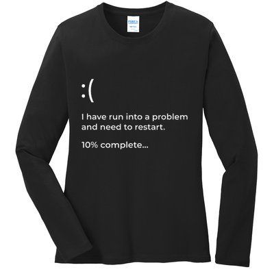 Crowdstrike Bug Meme Computer Error Blue Screen Of Death Ladies Long Sleeve Shirt