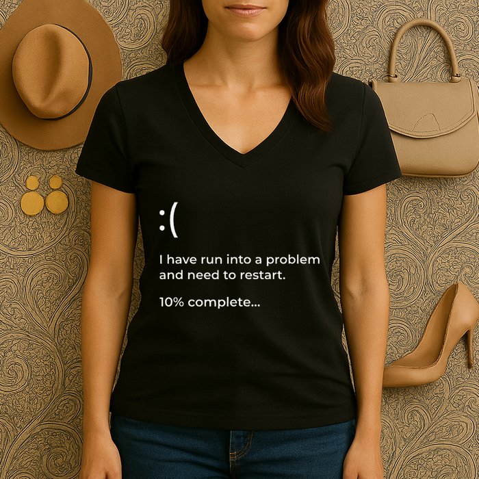 Crowdstrike Bug Meme Computer Error Blue Screen Of Death Women's V-Neck T-Shirt