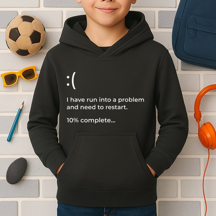 Crowdstrike Bug Meme Computer Error Blue Screen Of Death Kids Hoodie