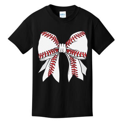 Cute Baseball Mom Coquette Bow Game Day Mothers Day 2025 Gift Kids T-Shirt