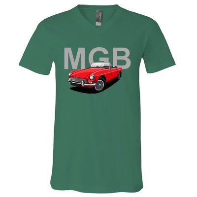 Classic British Mgb Sports Car V-Neck T-Shirt